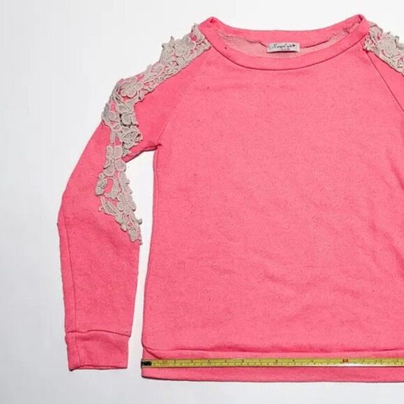 Vintage La Vida Junior Lace Peek A Boo Sleeves Raglan Sweater M - Picture 4 of 5